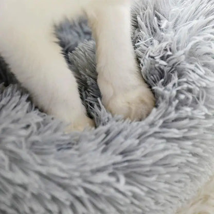 Soft Pet Cat Bed Pad Plush Warm Faux Fur dog Calm Bed Donut Round Bed Comfortable Sleeping Washable for Small Medium Dog and Cat