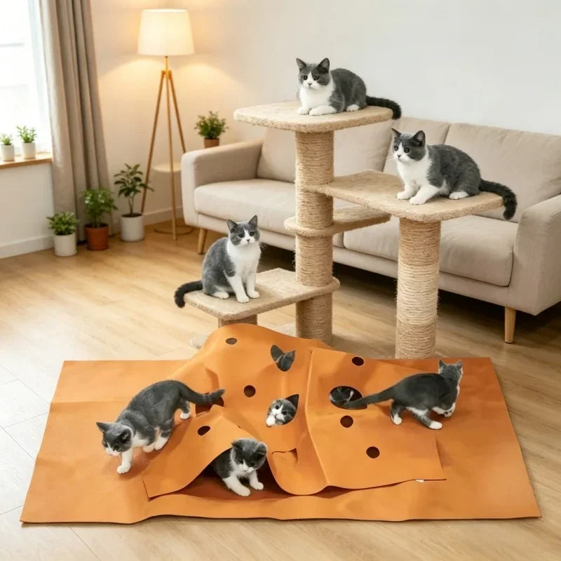 Pet Training Activity Cat Mat Litter Pad Playing Game Rug Scratch Resistant Climbing Frame Collapsible Bite Proof Cat Toy Mat