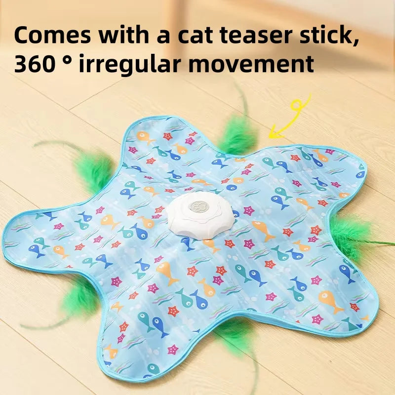 Cat Hunting Carpet, Teasing Stick, Five pointed Star Toy, Automatic Rotating Wheel, Self Hi, Hiding Hood, Interactive Cat Toy