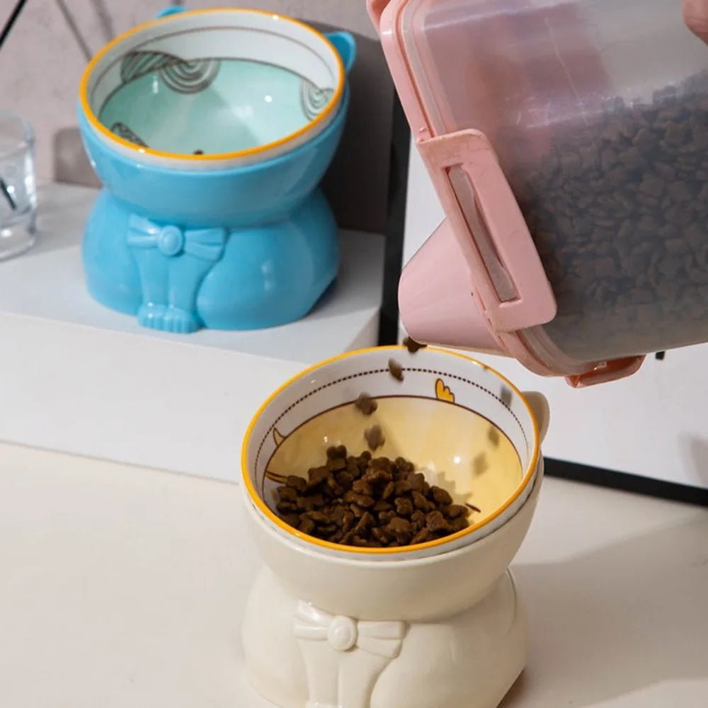 Ceramic Cat Bowl Neck-protecting Anti-knock Cat Bowl Durable Easy Clean Pet Feeder Stable Base Pet Products Cats Accessories