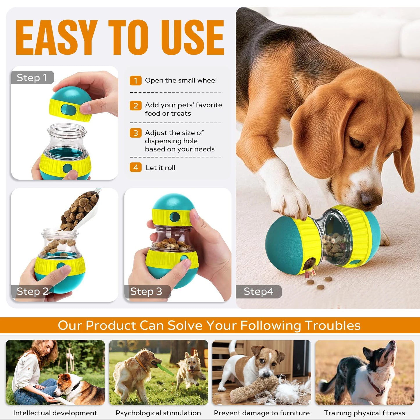 Interactive Dog Toy for Small Medium Large Dogs Cats Treat Dispenser Leaking Food Slow Feeder Pets Ball Toys Labrador Supplies