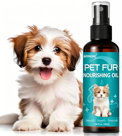 QIFENGHE 50ml Pet Fur Nourishing Oil, Dog Cat Hair Softener Serum, Reduce Tangling & Shedding, Leave-In Fur Conditioner for Shin
