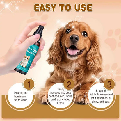 QIFENGHE 50ml Pet Fur Nourishing Oil, Dog Cat Hair Softener Serum, Reduce Tangling & Shedding, Leave-In Fur Conditioner for Shin