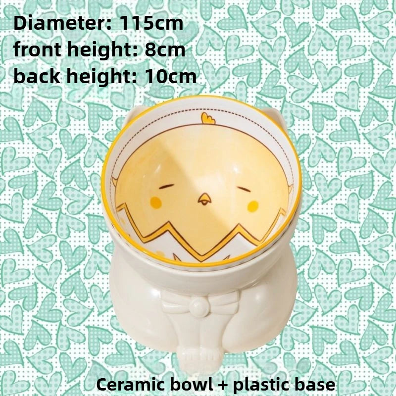 Ceramic Cat Bowl Neck-protecting Anti-knock Cat Bowl Durable Easy Clean Pet Feeder Stable Base Pet Products Cats Accessories