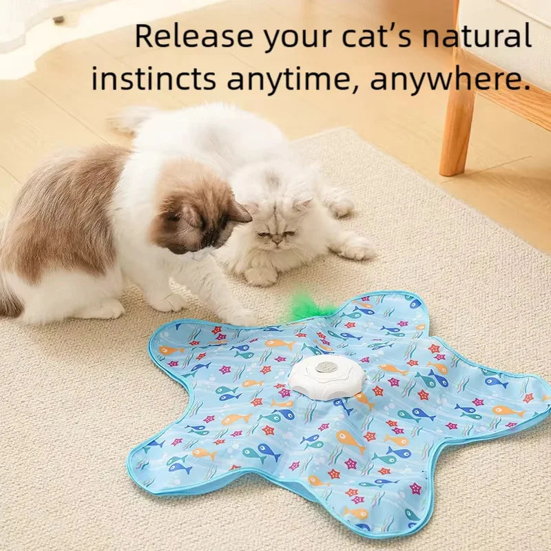 Cat Hunting Carpet, Teasing Stick, Five pointed Star Toy, Automatic Rotating Wheel, Self Hi, Hiding Hood, Interactive Cat Toy