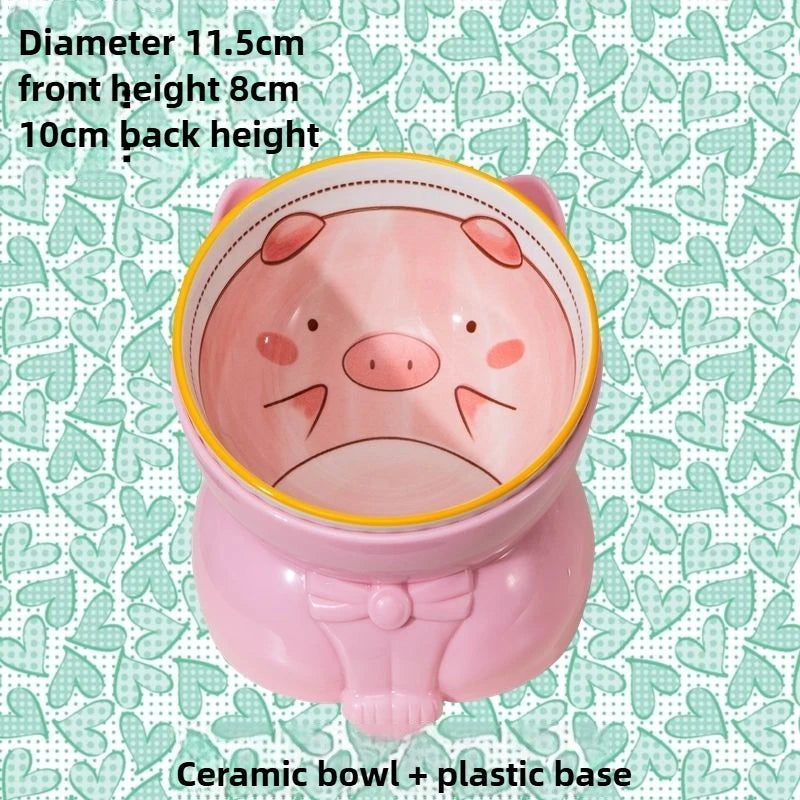 Ceramic Cat Bowl Neck-protecting Anti-knock Cat Bowl Durable Easy Clean Pet Feeder Stable Base Pet Products Cats Accessories