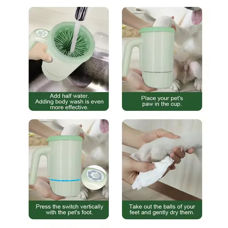Automatic Pet Paw Cleaner Portable Foot Cleaner Dog Paw Cleaner Cup Silicone Brushes Foot Washer for Dog Pet Cleaning Product
