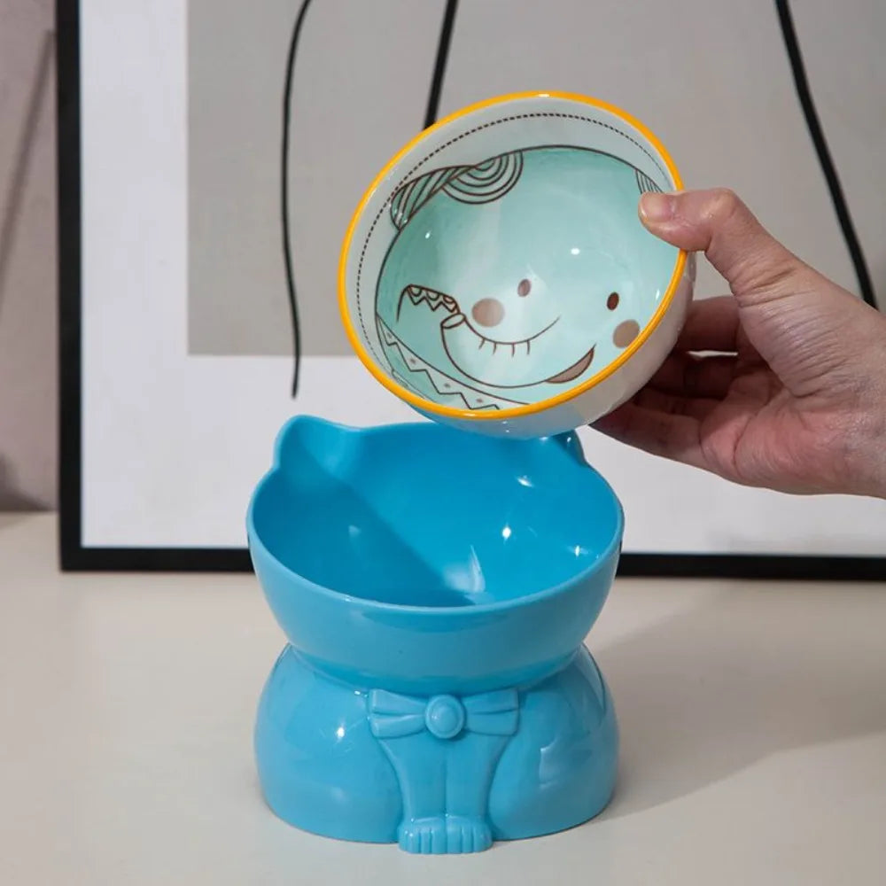 Ceramic Cat Bowl Neck-protecting Anti-knock Cat Bowl Durable Easy Clean Pet Feeder Stable Base Pet Products Cats Accessories