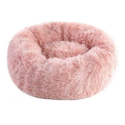 Soft Pet Cat Bed Pad Plush Warm Faux Fur dog Calm Bed Donut Round Bed Comfortable Sleeping Washable for Small Medium Dog and Cat