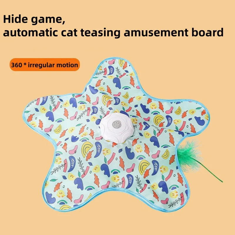Cat Hunting Carpet, Teasing Stick, Five pointed Star Toy, Automatic Rotating Wheel, Self Hi, Hiding Hood, Interactive Cat Toy