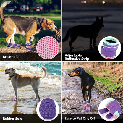 Dog Shoes for Dogs, Waterproof Medium Dog Booties for Winter Snowy Day, Summer Hot Pavement, Outdoor Walking, Indoor Hardfloors