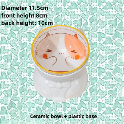 Ceramic Cat Bowl Neck-protecting Anti-knock Cat Bowl Durable Easy Clean Pet Feeder Stable Base Pet Products Cats Accessories