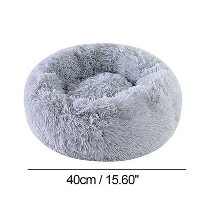 Soft Pet Cat Bed Pad Plush Warm Faux Fur dog Calm Bed Donut Round Bed Comfortable Sleeping Washable for Small Medium Dog and Cat