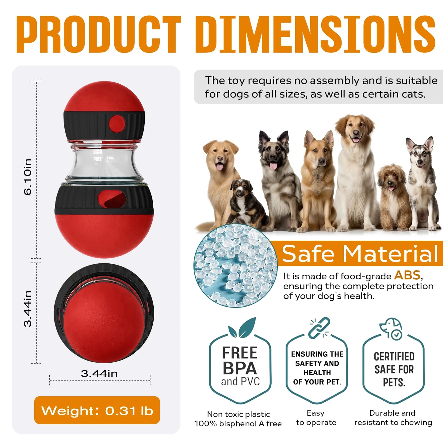 Interactive Dog Toy for Small Medium Large Dogs Cats Treat Dispenser Leaking Food Slow Feeder Pets Ball Toys Labrador Supplies