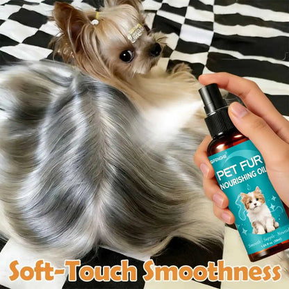 QIFENGHE 50ml Pet Fur Nourishing Oil, Dog Cat Hair Softener Serum, Reduce Tangling & Shedding, Leave-In Fur Conditioner for Shin