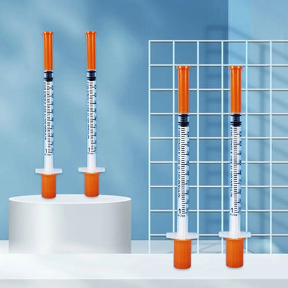 10Pcs 1ml Disposable Veterinary Syringe Plastic Sterile Syringe Orange Cap With Needles For Pet Farm Animal Cattle Sheep Horses