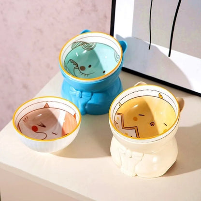 Ceramic Cat Bowl Neck-protecting Anti-knock Cat Bowl Durable Easy Clean Pet Feeder Stable Base Pet Products Cats Accessories