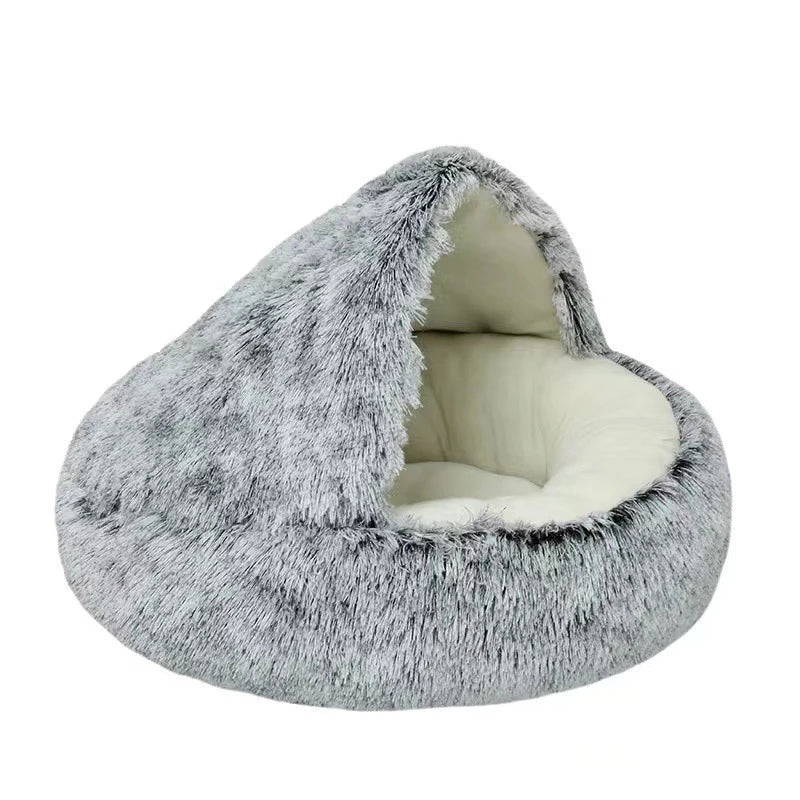 Soft Plush Pet Bed with Cover Round Cat Bed Pet Mattress Warm   Cat Dog  Sleeping Nest Cave for Small Dogs kitten